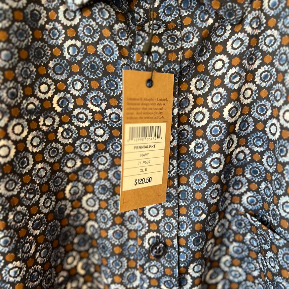 Men's Floral Pattern Shirt - Blue and Brown
